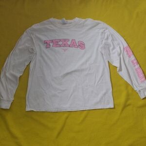 Gildan White and Pink Long Sleeve Kids Tee